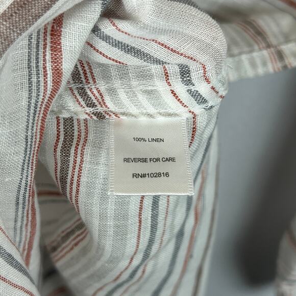 Garnet Hill Easy Linen Tunic Striped Button Up Top Long Sleeve Women's Size S - Picture 5 of 9